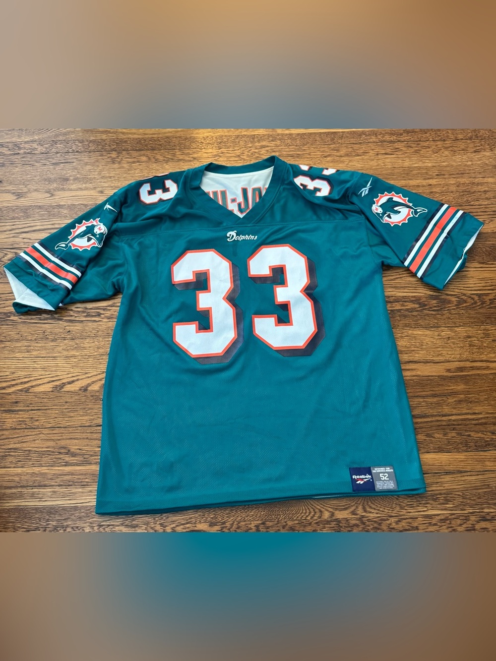 1996 Karim Abdul-Jabbar Miami Dolphins Reebok Reversible NFL Jersey Size